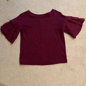 A.N.A. Extra small burgundy shirt with ruffles great condition.